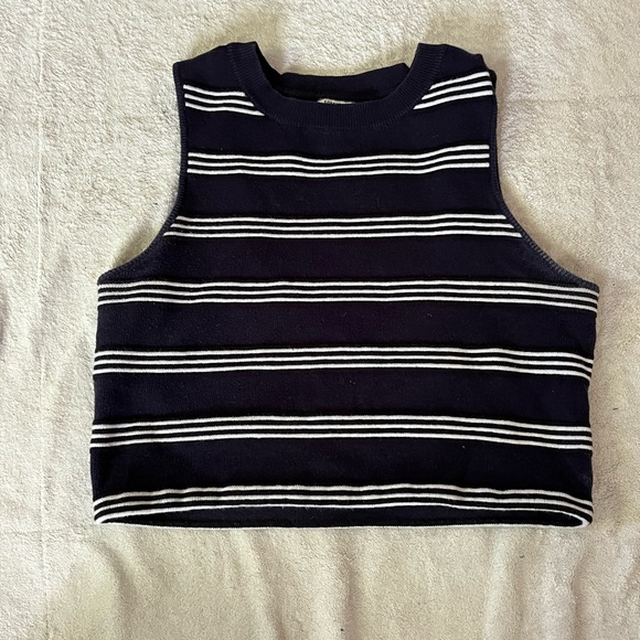 Tops - Forever 21 blue/white crop top
